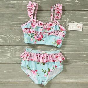 NWT Pete + Lucy Vintage Floral 2 piece Swimsuit